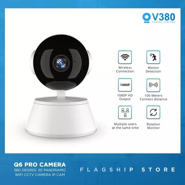 V380 Q6 PRO CCTV Camera Wifi Connect to Cellphone 1080P HD 360 ° PTZ
