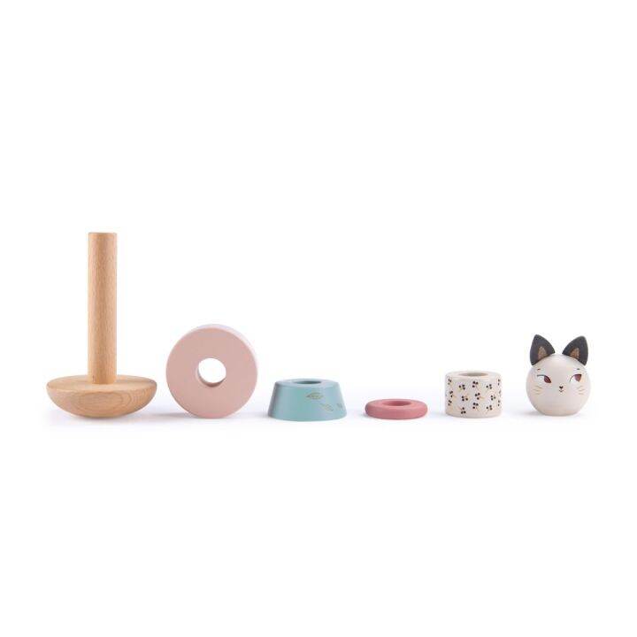 moulin-roty-ของเล่นไม้-ห่วงไม้-เสริมทักษะ-เสริมพัฒนาการ-apres-la-pluie-stack-up-cat-wooden-toy