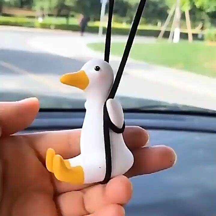 Cute Swinging Duck Rearview Mirror Pendant Hanging Ornament Swing Ducks