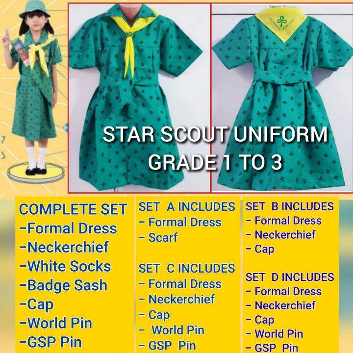 STAR SCOUT UNIFORM SET/GRADE 1 TO 3/GIRL SCOUT/TYPE A/FORMAL DRESS SET ...