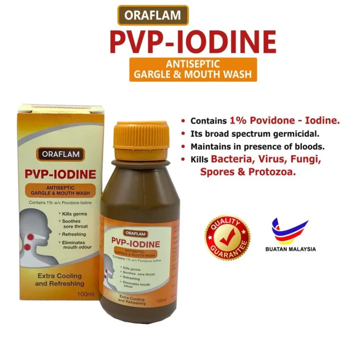 ORAFLAM PVPIODINE ANTISEPTIC GARGLE AND MOUTHWASH 100ml Lazada