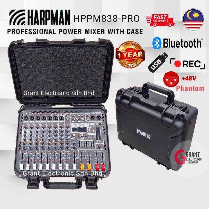Harpman Professional Power Mixer HPPM838PRO 8Channel 500W x 2 With