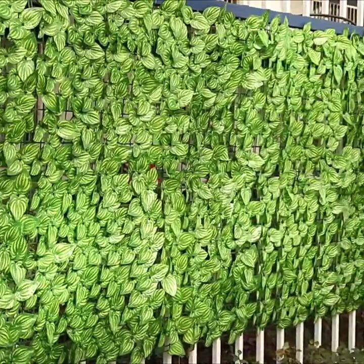 Artificial Leaf Faux Hedge Fencing Grass Wall Panels For Garden Decor
