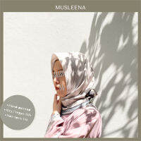 [MUSLEENA] TROPICAL THAI SCARF . GREY CREAM +4 More Colours . ผ้าพันคอ ผ้าคลุมผมสีเทาอมครีมอ่อนลายใบไม้ ลวดลายวาดมือก่อนพิมพ์แบบปลอดสาร บรรจุในกล่องแข็งพิมพ์