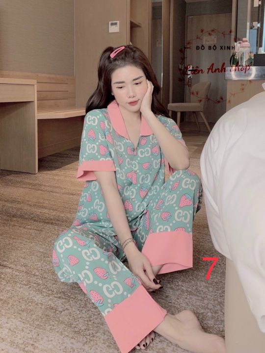 Bộ đồ ngủ Pijama nữ cộc tay mặc mùa ở nhà chất Kate Thái cao cấp ...