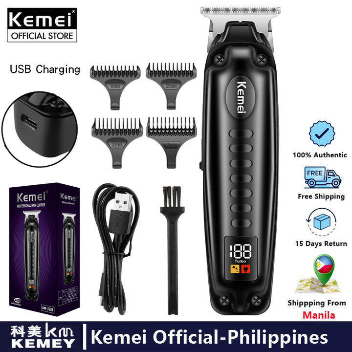 Kemei KM-1578 Barber Cordless Professional Electric Hair Trimmer 0mm ...