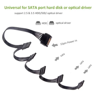 สายขยาย SATA Power เข้า 1 (เลือกหัว SATA หรือ) ออก 5 หัว 15Pin for HDD / SSD Power Supply Cable PC Sever HDD Rack