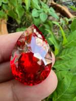 เพชร CZ รัสเซีย พลอย 175 กะรัต 1 เม็ด ตัดสำเร็จ เนื้อแข็ง CUBIC ZIRCONIA RUBY RED ORANGE COLOR(ความยาว xความกว้าง) 25X40 มิล