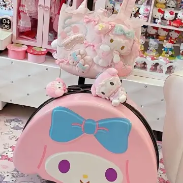 Sanrio My Melody Design Trolley Case Kawaii Wheels Suitcase Travel Luggage  Rolling 18inch Storage Box Pink Girl Trolley Case Bag