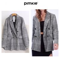 เสื้อเบลเซอร์ เสื้อคลุม  ลายตาราง ❄️Blazer checked แบรนด์ ✨PIMKIE✨แท้ ?% (WY1054)