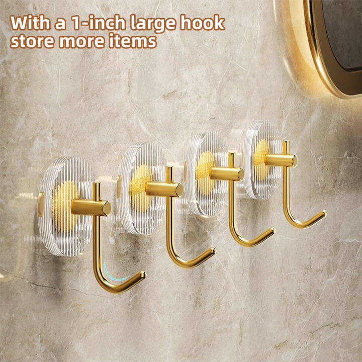 1-3PCS Adhesive Wall Hooks Acrylic Shower Hooks for Hanging Gold