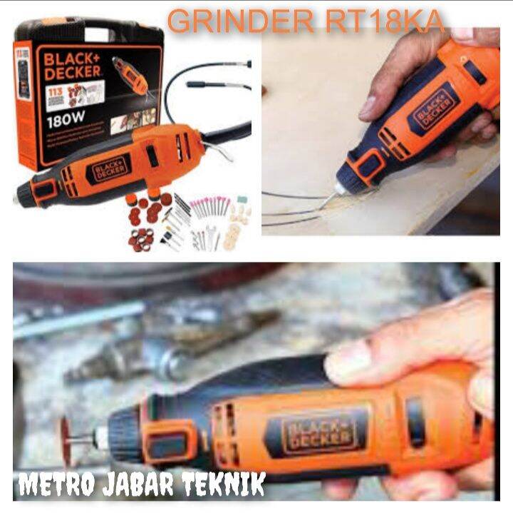 Grinder Tuner Black Decker RT18KA Mini Die Grinder Rotary Tool Set RT18KAB1 Lazada Indonesia