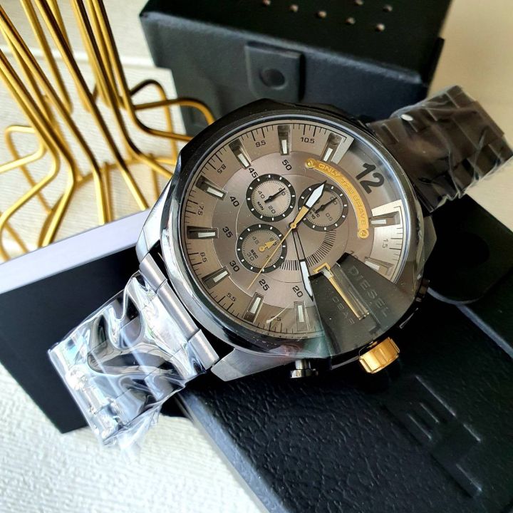 ของแท้-100-นาฬิกา-dz4479-กล่องแบรนด์-new-diesel-timeframes-mega-chief-grey-black-chronograph-quartz-mens-watch