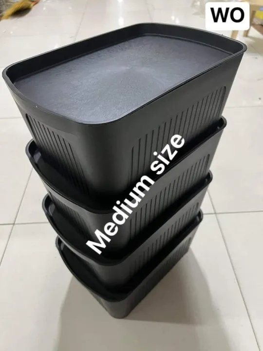 MEDIUM SIZE BLACK STORAGE BOX WITH LID Lazada PH