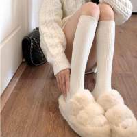 พร้อมส่ง ถุงเท้า ยาว สีขาว สีดำ ถุงเท้ายาว 30 cm ผ้าฝ้ายนิ่ม กันหนาว white black sock