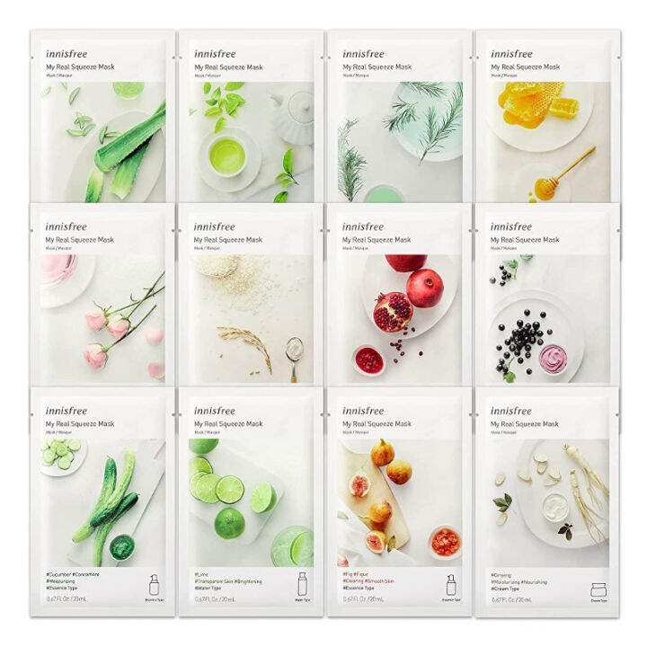 Innisfree My Real Squeeze Facial Masksheet All 20 Types 20ml Beauty ...