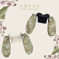 Perchta.boutique - Dolla Collection 3 : GRENA เสื้อเปิดไหล่แขนพองแขนโทนสีเขียว