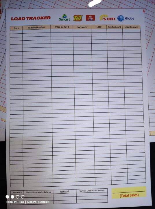 ELoad / Load Tracking Log Pad 50sheets Lazada PH