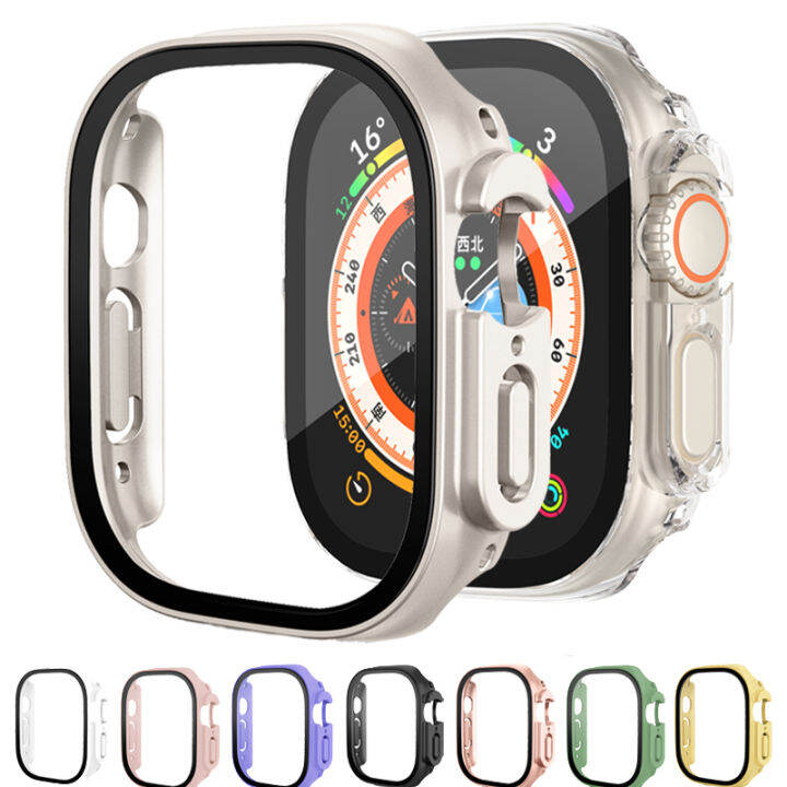 Glass+Case For Apple Watch Ultra 49mm 45mm 41mm 44mm 40mm 42mm 38mm smartwatch PC Screen