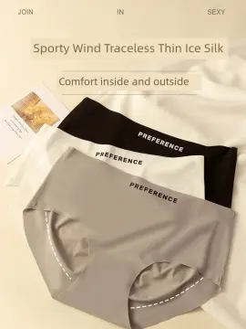 Women Fashion Ice Silk Seamless Underwear Low Waist V Shape Sports Yoga  Knickers