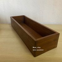 กล่องตะเกียบ กล่องไม้สัก กล่องเก็บของ(ไม้สักเก่า) - ขนาด 9.5x30x6cm