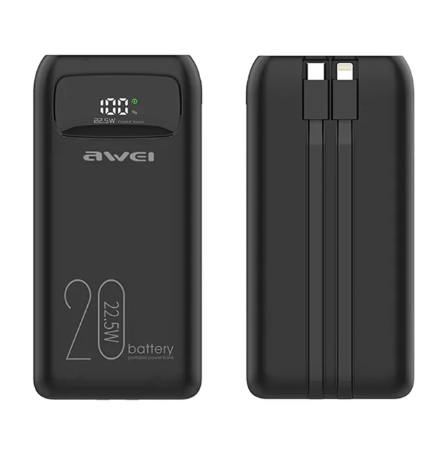 Awei P169k 20000mah 225w High Speed Charge Lcd Display Multiple Output Power Bank With Type C 3560