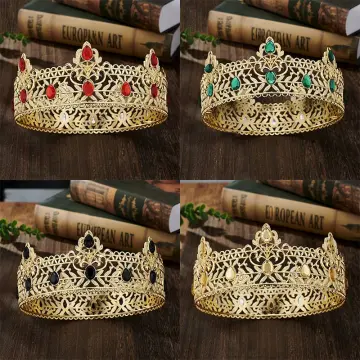 Royal King Crown For Men - Metal Prince Crowns And Tiaras, Full Round  Birthday Party Hats,medieval