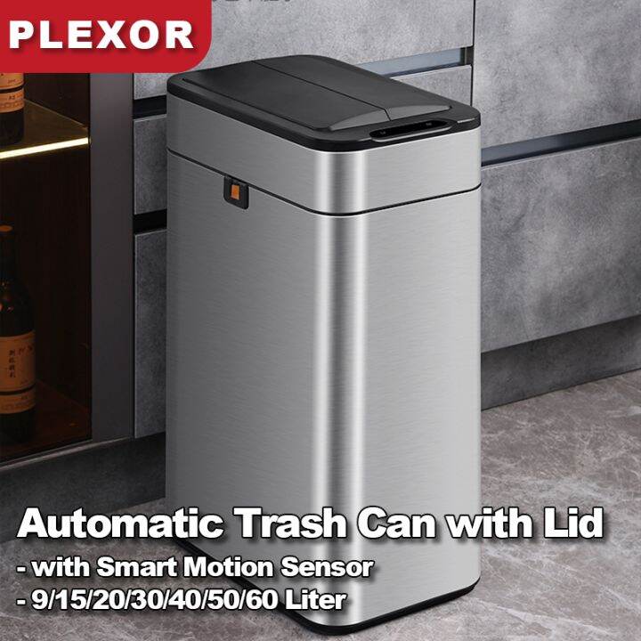Plexor Smart Automatic Trash Can with Lid, 960L Motion Sensor