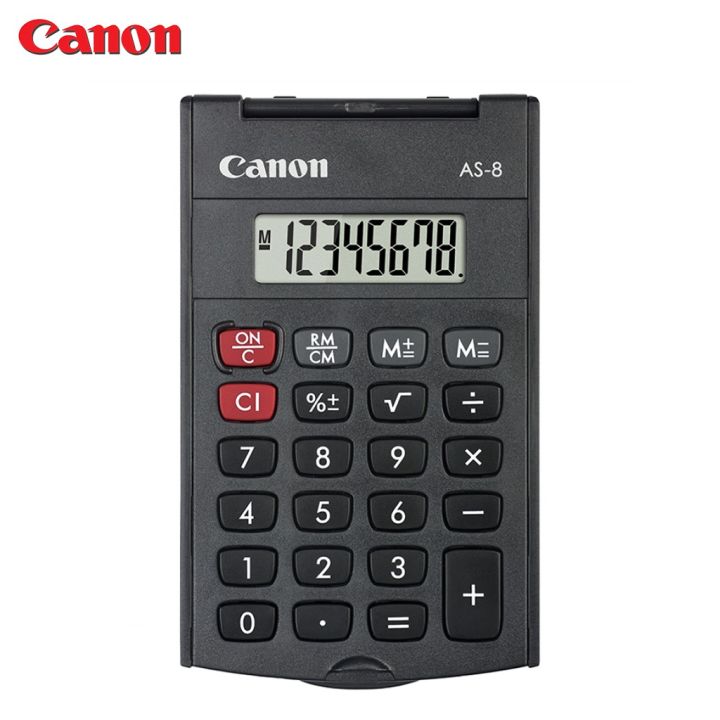 เครื่องคิดเลข-8-หลัก-สีดำ-canon-รุ่น-as-8-จอ-lcd-สำหรับพกพา-พับได้