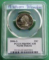 เหรียญเกรด PCGS PR69DCAM- USA 2006 S-Quarter จอร์จ วอชิงตัน / รัฐนอร์ทดาโกตา