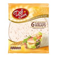 แผ่นแป้งสาลี รสดั้งเดิม ตรา เดลีซัน 6 แผ่น ขนาด 9นิ้ว Plain Flour Wrap Deli Sun 9" 6pcs 360g Tortilla แผ่นแป้งตอร์ติญ่า