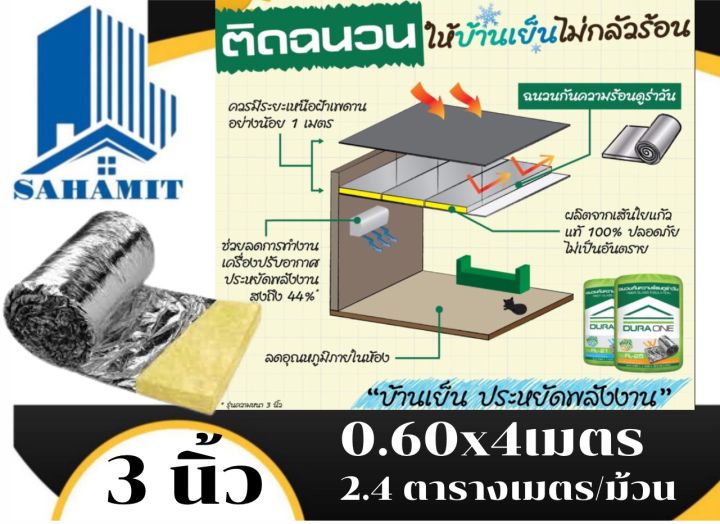 ฉนวกันร้อนดูร่า-3นิ้ว-2-4ตรม-ม้วน-ขนาด0-6-4เมตร