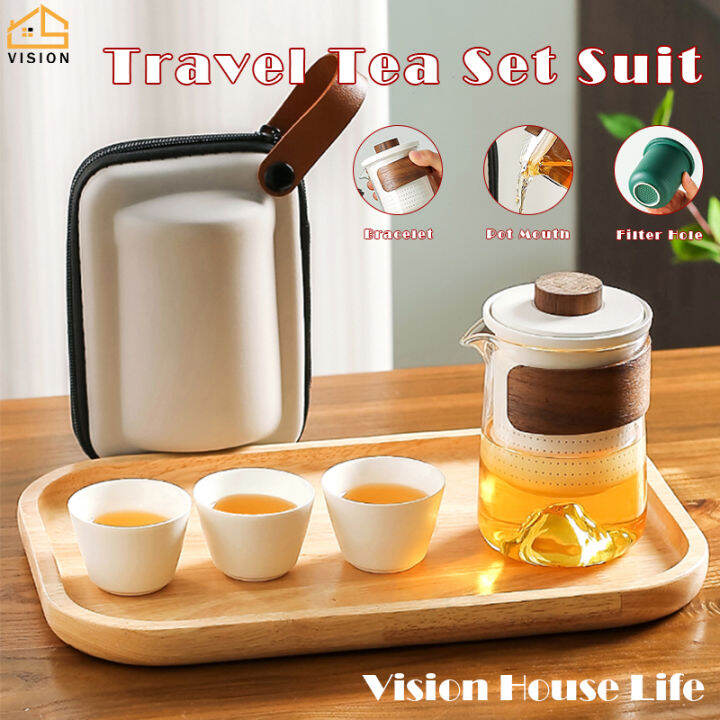 Vision Portable1 Pot 3 Cup Travel Tea Cup Set Mountain Bottom Express