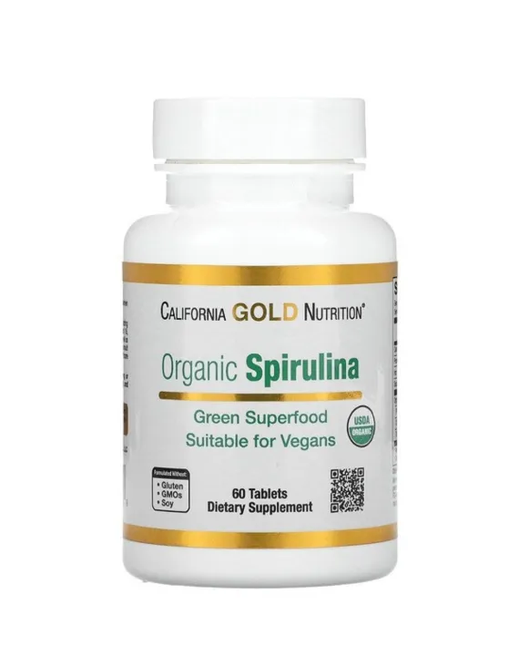 spirulina organik california gold nutrition 500mg 60 tablet ORI USA