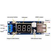 DC-DC XL4015 Step down module voltmeter + 5 V USB charger power supply input 4.5v-40v output 5V/2A
โมดูลจ่ายไฟรับไฟเข้าได้ในช่วงกว้าง 4.5-40V ใช้งานได้อเนกประสงค์ สำหรับเอาต์พุตแบบ USB 5V กระแส 2A