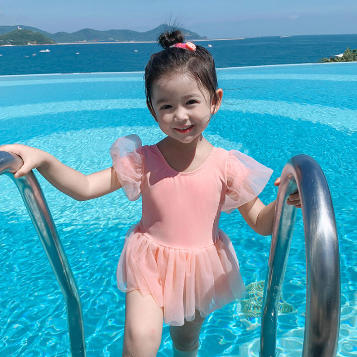 ชุดว่ายน้ำเด็กชุดเดรสเจ้าหญิงวันพีซใส่แช่น้ำพุร้อนน่ารักสำหรับเด็กหญิงชุดว่ายน้ำสำหรับเด็กหญิงวัย5-12ขวบเด็กทารก