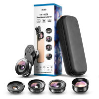 Apexel 5 In 1 เลนส์มือถือ 5 แบบ Telephoto, Fisheye, Super wide angle, Wide angle, and Macro Lens