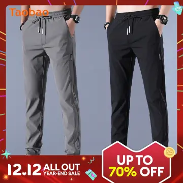 New Summer Casual Pants Men Sportswear Breathable Quick Dry Nylon Loose  Straight Golf Pant Plus Size Track Trousers 8XL Size: L, Color: Black