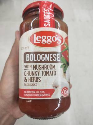 Leggos Bolognese With Mushroom Chunky Tomato &amp;Herbs ซอสพาสต้ารสมะเขือเทศผสมเห็ดและสมุนไพร 500 กรัม