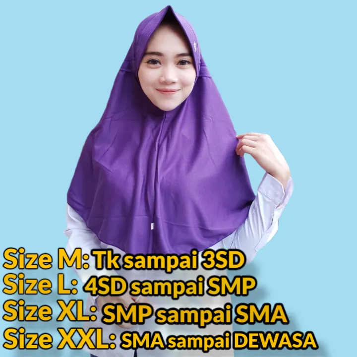 GRATIS ONGKIR JILBAB SEKOLAH BAHAN KAOS PREMIUM WARNA UNGU MODEL ...