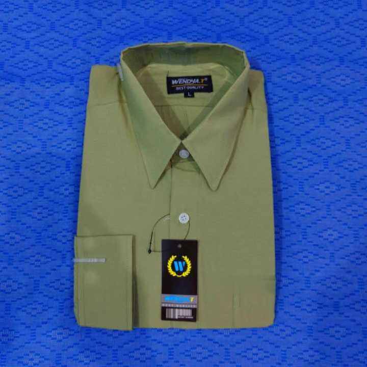 kemeja polos pria warna hijau sage kemeja formal pria lengan panjang