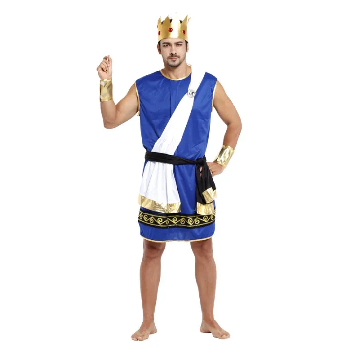 Halloween Adult Men's Greek King Cosplay Costume Zeus Robe Roman Prince ...