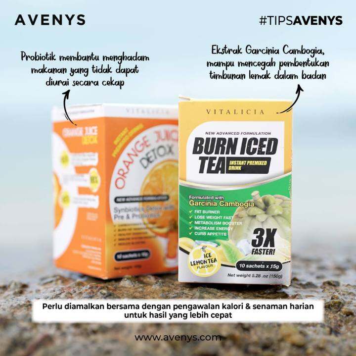 BURN ICE TEA DAN ORANGE JUICE DETOX AVENYS Lazada