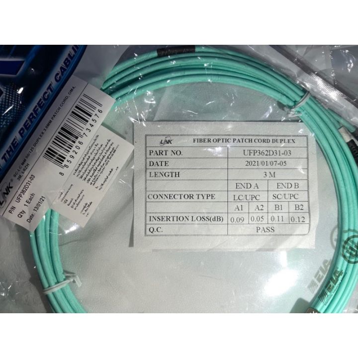 ufp362d31-03-fiber-optic-sc-lc-patch-cord-om4-duplex-multi-mode-3-0-mm-jacket-upc-upc-lengths-3-m