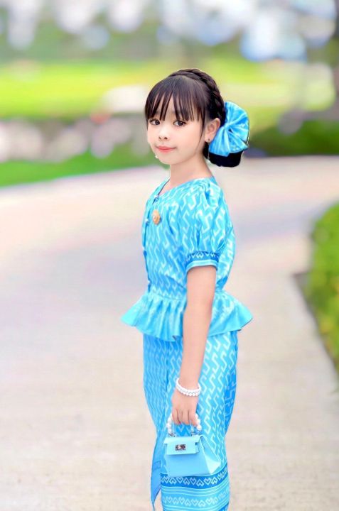 ชุดไทยเด็ก-3-ชิ้น-ผ้าพิมพ์ลายไทย