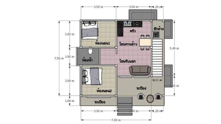 แบบบ้านสำเร็จ-2-ห้องนอน-ดาดฟ้า