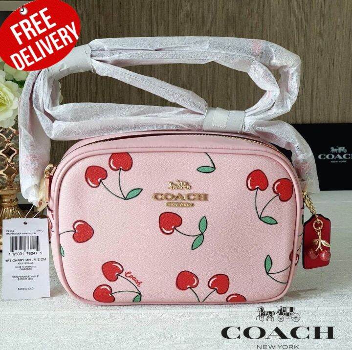 กระเป๋าสะพาย Coach Mini Jamie Camera Bag With Heart Cherry Print