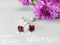 Garnet burgundy crytal silver 925 earrings