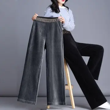 2024 Autumn Korean Winter Pants Women New Elastic Waist Corduroy