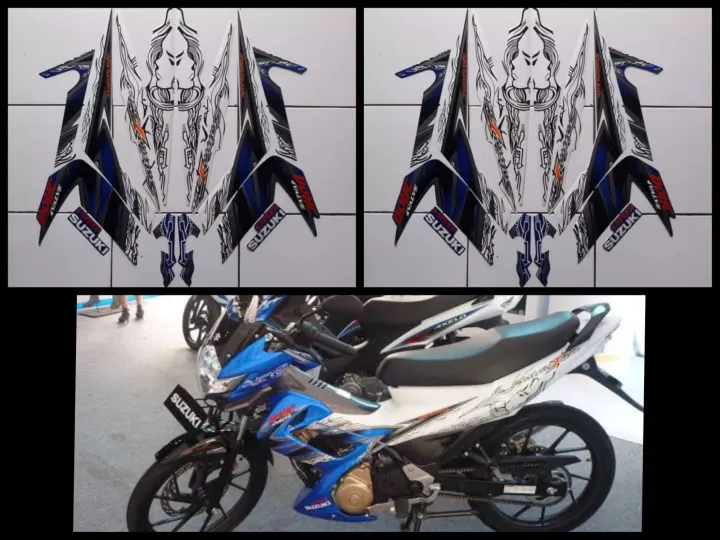 STICKER STRIPING LIS LES BODY MOTOR SUZUKI SATRIA FU BARONG 2011 PUTIH ...